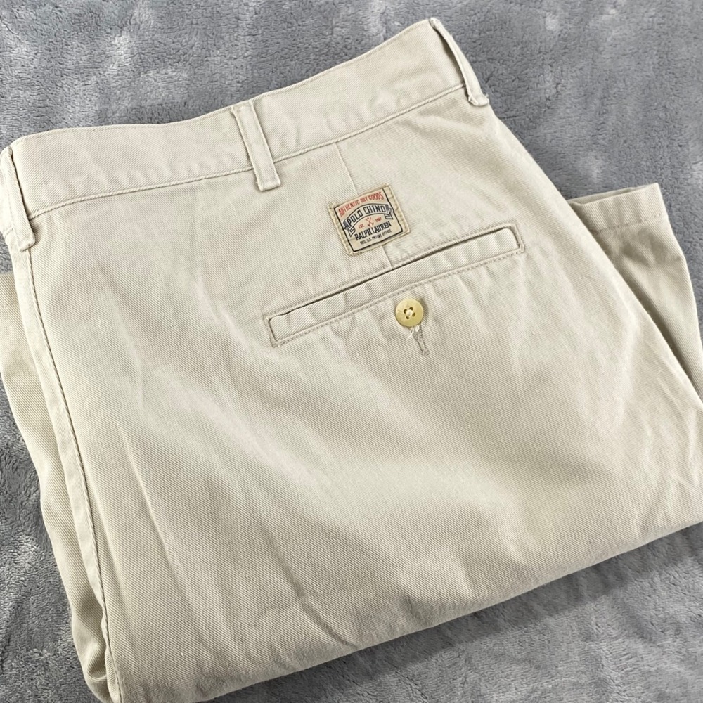Vintage Polo Ralph Lauren Mens 38(37) Chino Shorts Tan Khaki Pleated Cotton